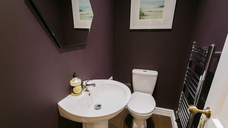 Craig Hyfryd Beaumaris Anglesey burgundy bathroom 1920x1080