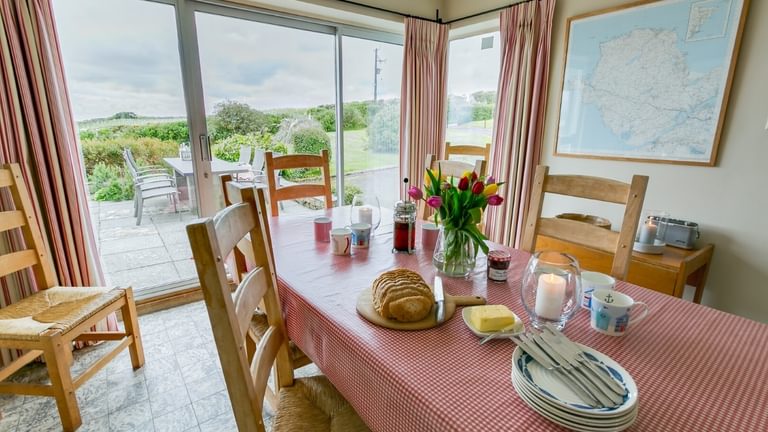 Ael Y Bryn Malltraeth Anglesey kitchen table to outdoor eating