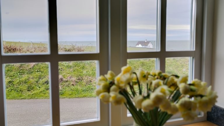 Botholes and Hideaways The Dairy Borthwen Barns Anglesey seaviews from kitchen