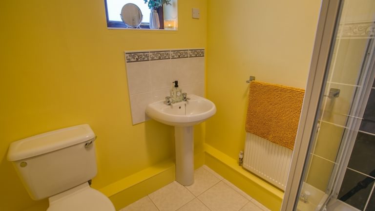 Boltholes and H Ideaways Erw Fach Master bedroom ensuite shower room 1620