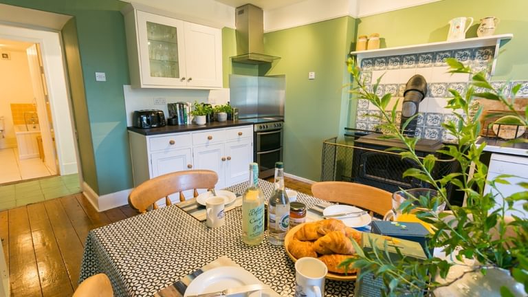 Boltholes and Hideaways Anglesey Plas Lligwy kitchen to bathroom