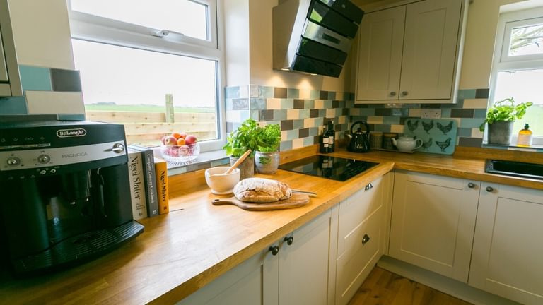 Boltholes and Hideaways Bettws Farmhouse Cemaes Bay kitchen to hob