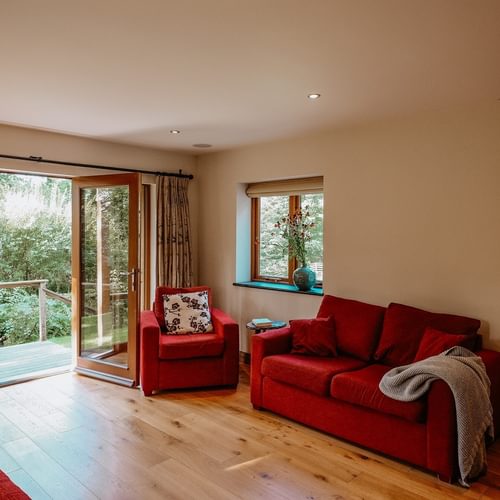 Boltholes and Hideaways Llynnon Lodge Sitting Room country views