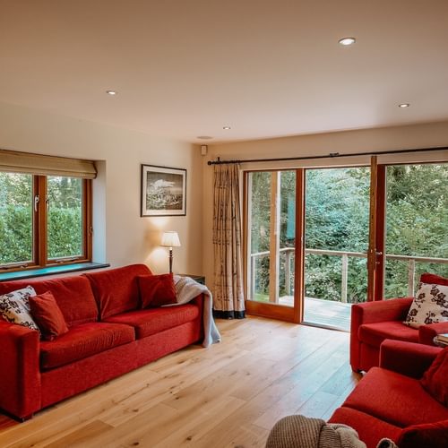 Boltholes and Hideaways Llynnon Lodge Sitting Room to balcony