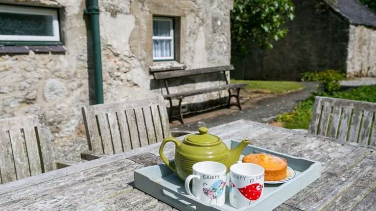 Boltholes and Hideaways Plas Lligwy garden tea