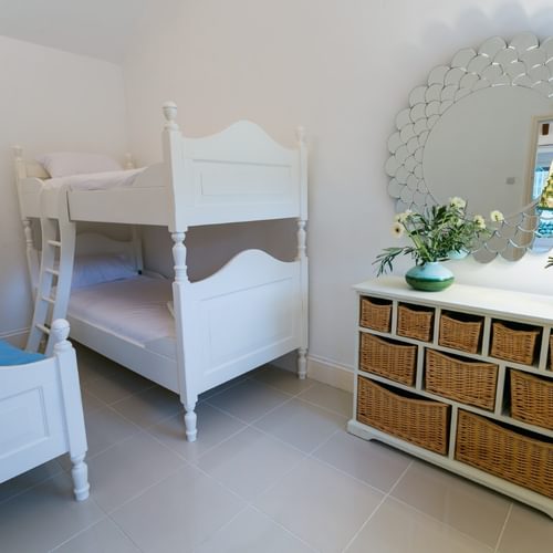 Boltholes and Hideaways Tal Y Bont Uchaf Stables Peregrine Suite bunk beds and two single beds 1620