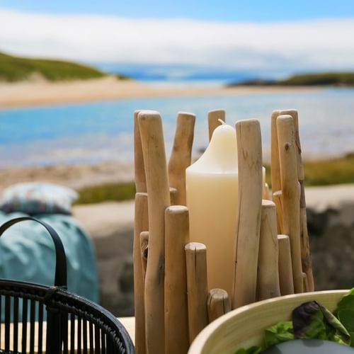 Boltholes and Hideaways Ty Glan Y Mor Aberffraw Outdoor candles and picnic ready