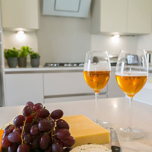 Boltholes and hideaways Bwthyn Angor kitchen wine and cheese