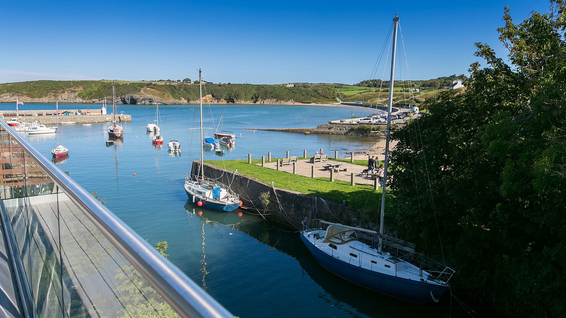 Min Y Wygyr Cemaes Bay Anglesey balcony to harbour 1920x1080