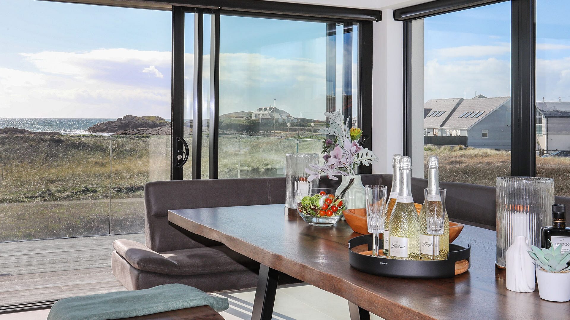 Sandown House Trearddur Bay Anglesey dining table view 1920x1080