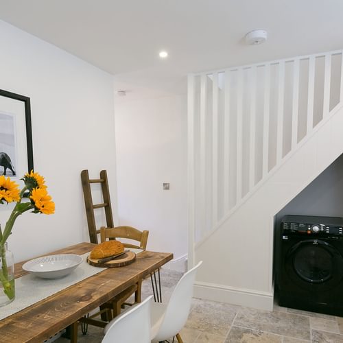 Shell Cottage Menai Bridge Anglesey kitchen to stairs 1920x1080