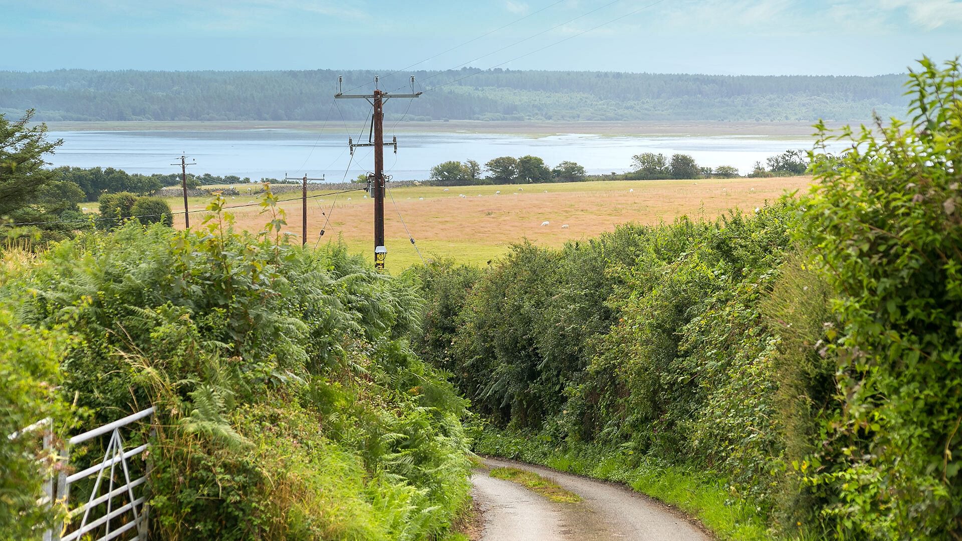 Tan Yr Allt Malltraeth Anglesey exterior lane sea view 2 1920x1080