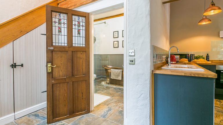 The Hayloft Plas Llechylched Bryngwran LL65 3 SH bathroom door 1920x1080