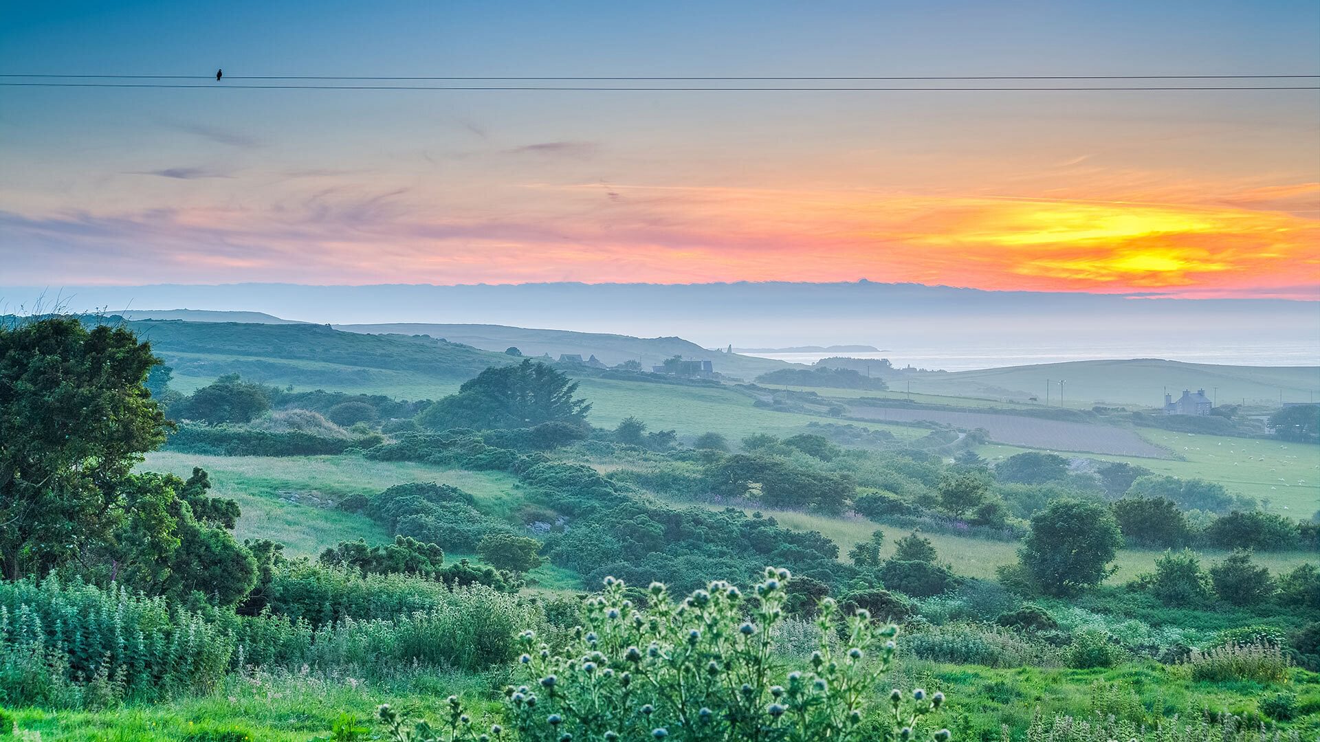 Y Beudy Church Bay Anglesey sunset view 2 1920x1080